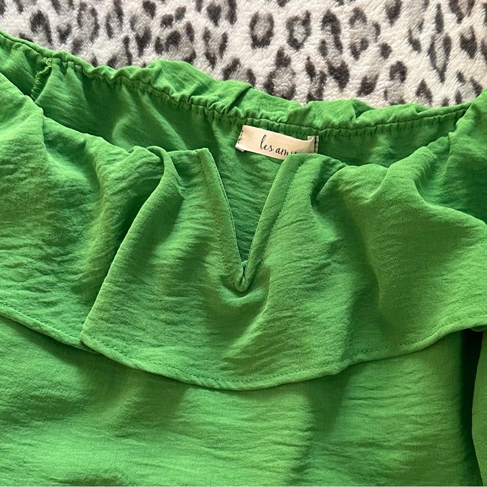 Apricot Lane Green Ruffle Blouse - Picture 2 of 5